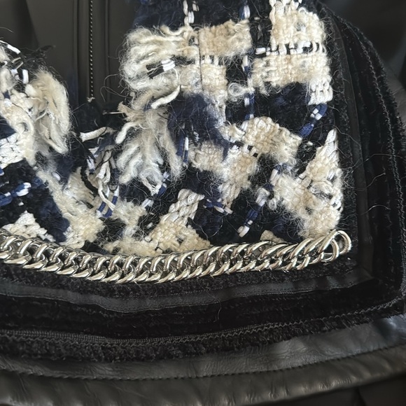 Alexander Wang Oversized Leather & Tweed Hybrid Jacket Size S - Picture 13 of 16